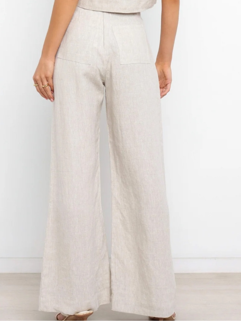 Petal & Pup Devlin Wide Leg Linen Pant Trousers NWT High Waisted Size 12 Beige - Picture 4 of 16